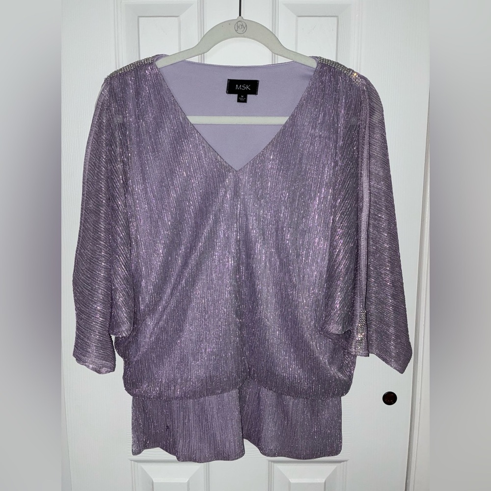 MSK Women's Shimmering Lavender Blouse